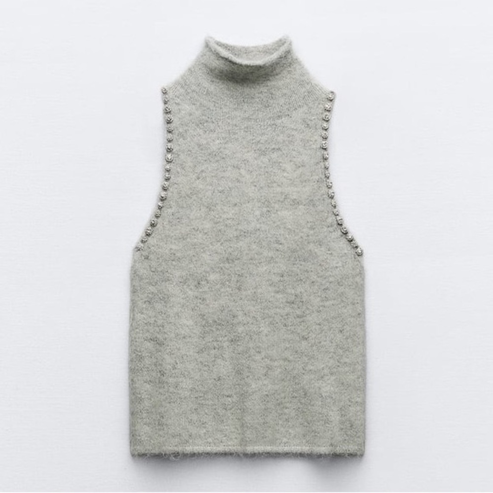 NWT ZARA Sleeveless Jewel Knit Top